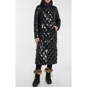 $990 Perfect Moment Black Duvet Quilted Allied Feather Down Ski Coat Size XS